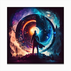 Man Standing In Front Of A Circle Canvas Print