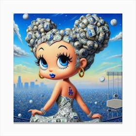 LA Dodger Money Girl Canvas Print