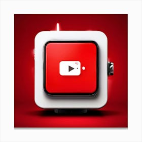 Youtube Video Streaming Platform Media Content Icon Logo Red Play Watch Channel Subscrib (3) Canvas Print