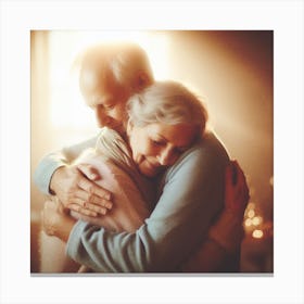 Senior Couple Hugging Canvas Print