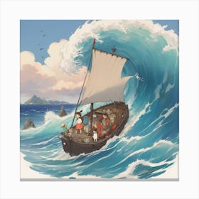 Ship On A Wave Canvas Print