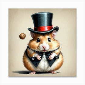 Hamster In Top Hat 11 Canvas Print