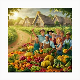 Family Of Farmers Canvas Print