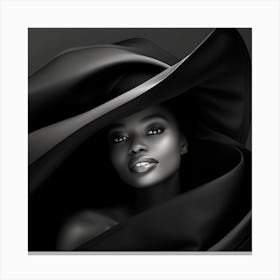 Black Woman In Black Hat Canvas Print