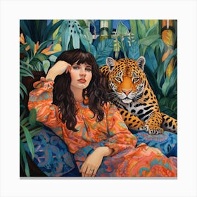 Girl And A Tiger Canvas Print