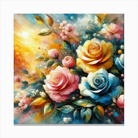 Colorful roses in sunset oil painting abstract painting art 6 Canvas Print