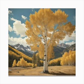 Bigtooth Aspen Vintage Autumn Tree Print Art Print 0 Canvas Print