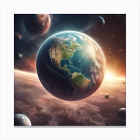229191 Planets Of The Universe And Earth From Space Xl 1024 V1 0 Copie Canvas Print