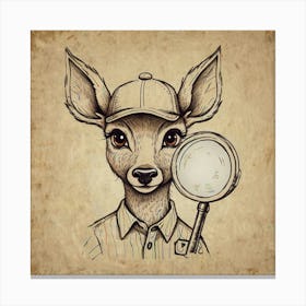 Deer With Magnifying Glass 7 Canvas Print