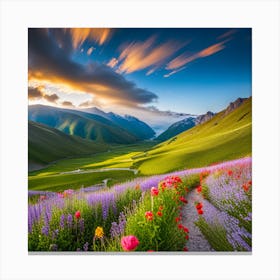 Sunset In The Mountains Canvas Print