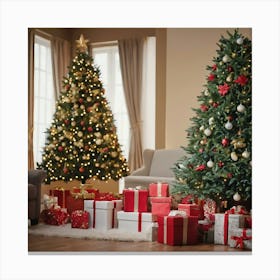 Christmas Tree In The Living Room Canvas Print