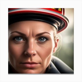 Portrait Of A Firefighter 1 Canvas Print