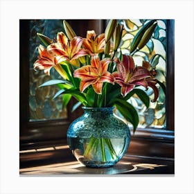 Lilies In A Vase 2 Canvas Print