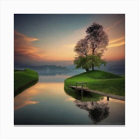 Tree In A Lake Canvas Print