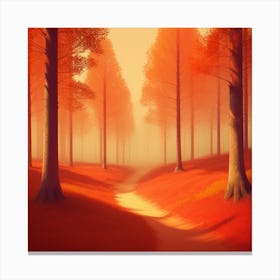 Red Autumn Forest Canvas Print