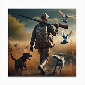 Hunter With Dogs Canvas Print