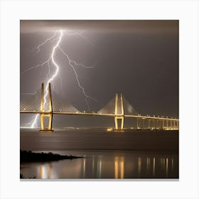 Lightning Over The Sunshine Skyway Canvas Print