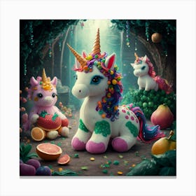 Unicorns In The Forest Canvas Print