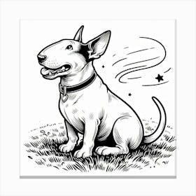 Line Art bull terrier dog Canvas Print