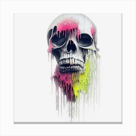 Drippy Dripping Paint Skull Trippy Scary Halloween Canvas Print