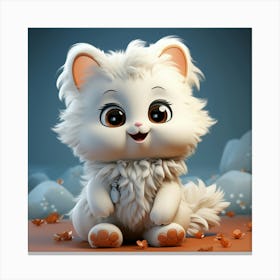 Cute White Cat 5 Canvas Print