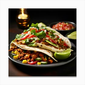 Mock Up Spicy Savory Tortilla Salsa Guacamole Cilantro Lime Beans Cheese Fillings Sauces (3) Canvas Print