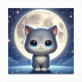 Cute Cat In The Moonlight 2 Canvas Print