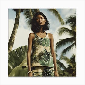 Woman In A Tropical Setting Canvas Print