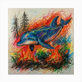 Dolphin On Fire Canvas Print