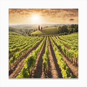 Sun Drenched Vineyard Where Rows Of Grapevines Stretch To The Horizon Promising The Magic Of Fine (1) Canvas Print