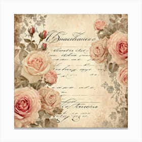 Bouquet Of Vintage Roses Illustration For Romantic Invitation Cards And Love Letters Detailed Sepi (1) Canvas Print