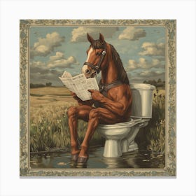 Horse Reading Newspaper 10 Canvas Print