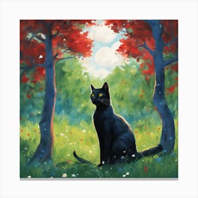 Black Cat In The Forest 1 Canvas Print