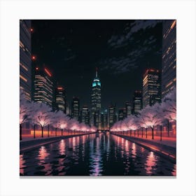 Cityscape And Water(1) Canvas Print