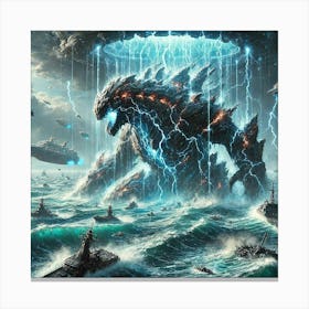 A Sci Fi Depiction Of Aegir, The Abyssal Behemoth, Maelstrom Pulse Canvas Print