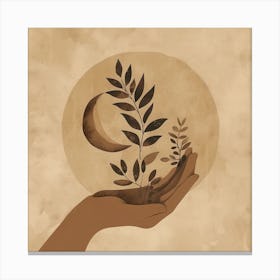 Boho Hand And Moon 2 Canvas Print