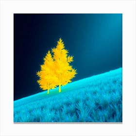 Yellow Trees On A blue grass Hill Canvas Print