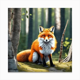 Fox In The Woods 38 Canvas Print