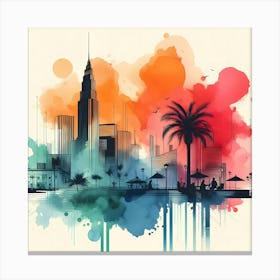 Watercolor Cityscape 8 Canvas Print