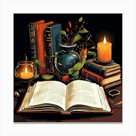 Book And Candle Canvas Print