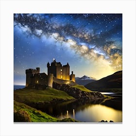 Night Sky Over Scotland Castle Canvas Print