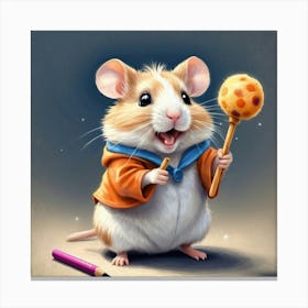 Hamster With A Pencil 2 Canvas Print