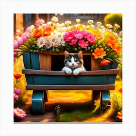 Cat In A Wagon Canvas Print