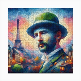 Abstract Puzzle Art French man in Paris 5 Canvas Print