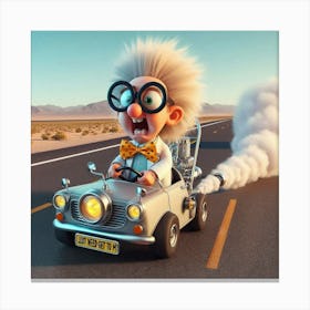 Scientist Driving A Car Canvas Print