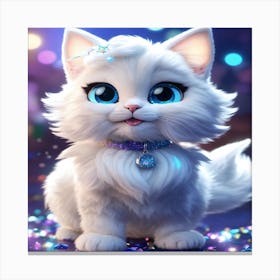 White Cat With Blue Eyes Canvas Print