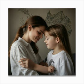 Mother And Daughter Hugging Toile