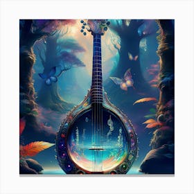 Firefly Banjo, Water, Enchanted, Forest, Kaleidoscope, Colors, Magical, Nature, Music, Instrument, F (11) Canvas Print