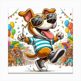 Cartoon Dog At A Carnival Canvas Print