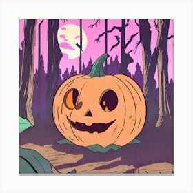 Halloween Pumpkin In The Woods Canvas Print